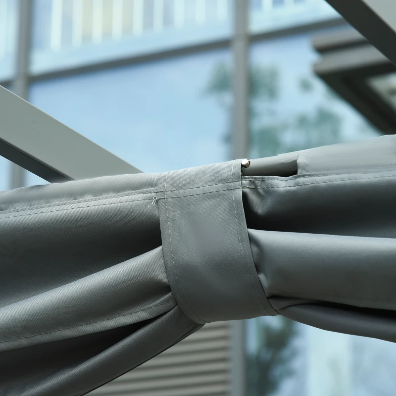 Outsunny Pergola-Pavillon mit einstellbarem Stoffdach witterungsbeständig wasserabweisend Sonnenschutz Polyester Stahl Grau 3,6 x 3 x 2,27 m