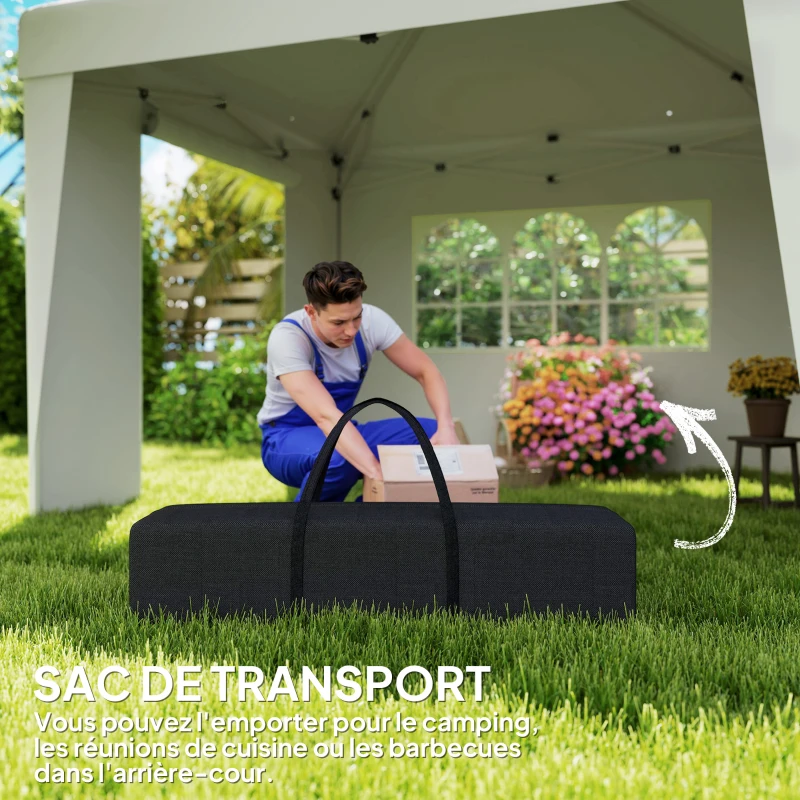 Outsunny Tonnelle de jardin pliante 3 x 3 x 2,75 m anti-UV 30 + avec fenêtres + parois latérales + sac de transport crème