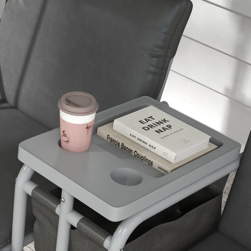 Outsunny Balancelle de jardin 2 places avec auvent inclinable tablette centrale 2 porte-gobelets 175L x 112l x 158H cm gris