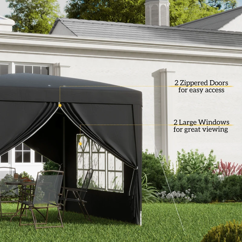 Outsunny 3 x 3(m) Pop Up Gazebo, Water and UV Resistant Party Tent Camping Canopy Marquee with Carry Bag, Black(m-7)