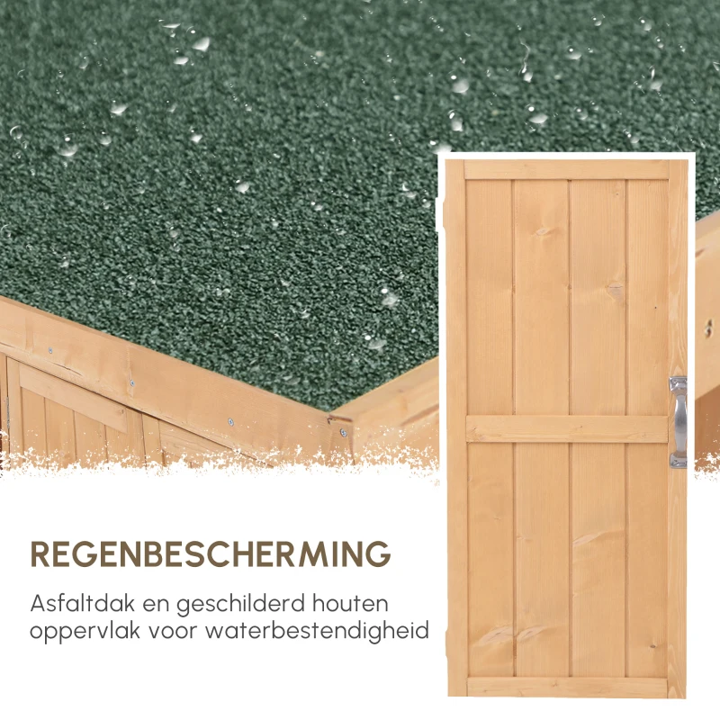 Outsunny Gereedschapskast gereedschapsschuur tuinkast 2 vakken 88 H cm dennenhout naturel(m-4)