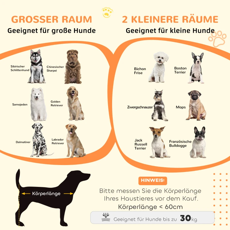PawHut Hondenkooi met 2 Deuren, Hondenbox, Transportbox voor Honden, Landelijk Design, Vergrendelbaar, Grijs(m-8)