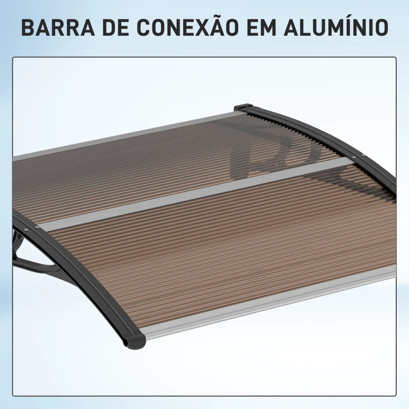 Outsunny Marquise de Proteção 75x100 cm para Portas e Janelas contra Sol e Chuva com Suporte de Liga de Alumínio Marrom e Preto