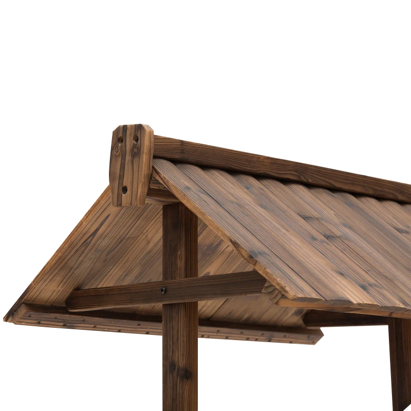 Outsunny Gartenbrunnen, Zierbrunnen, Springbrunnen, Wasserfall, Regulierbar, Massivholz, Braun, 68 x 57 x 118 cm