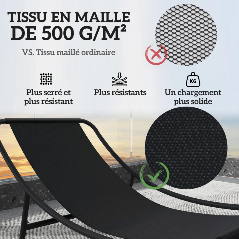 Outsunny Lot de 2 fauteuils à bascule extérieur avec coussins épais, siège tissu textilène respirant et cadre en acier, gris