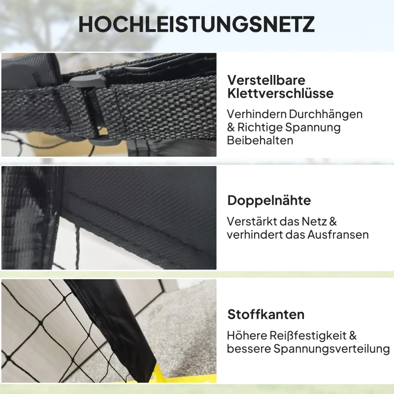 Przenośna sieć do pickleballa SPORTNOW, metalowy stelaż, siatka z tkaniny, z torbą transportową, Żółty