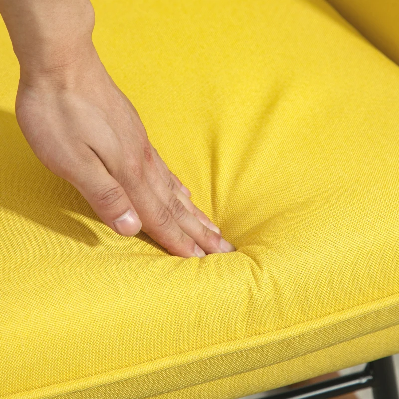 HOMCOM Poltrona Baloiço com Apoio para os Pés Poltrona Relax com Almofada Acolchoada e Anti-Tombo 64x89x90 cm Amarelo