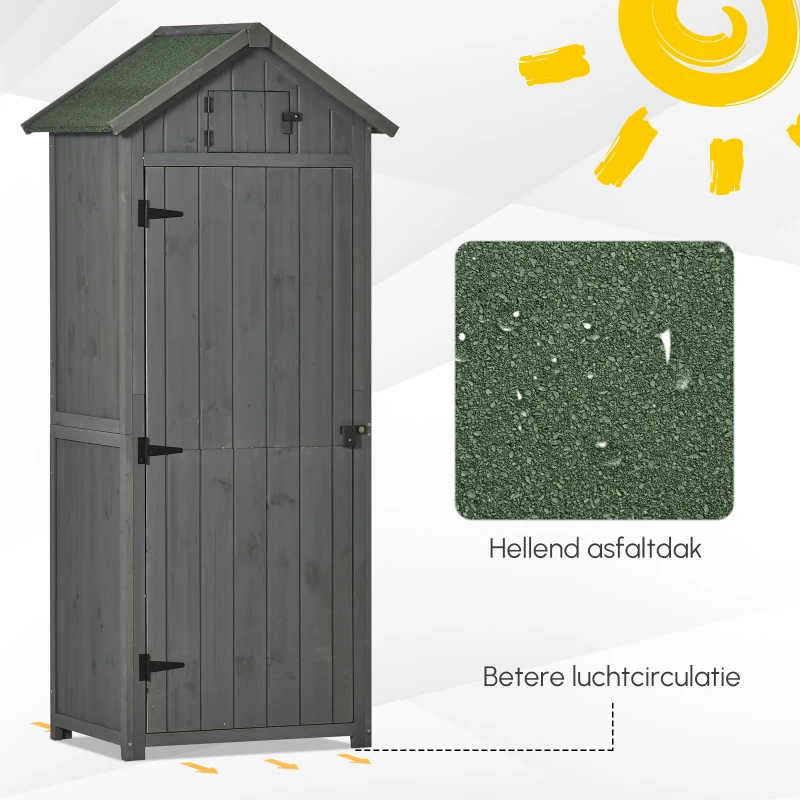 Outsunny Waterdichte Tuinkast 77 cm voor Tuin Gereedschap met Planken, Terracotta