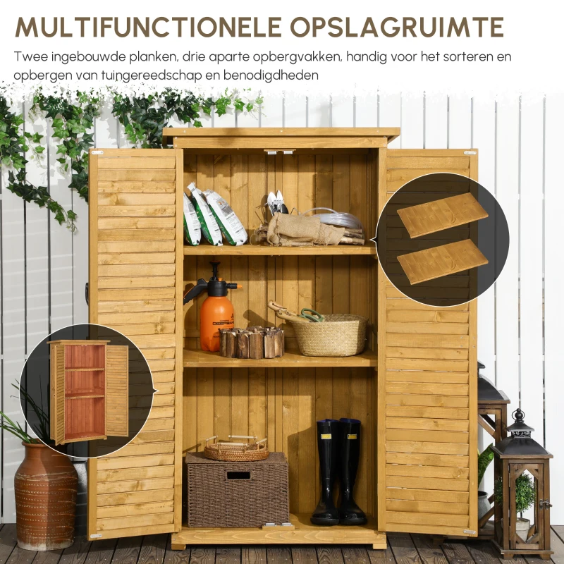 Outsunny Houten tuinkast lessenaarsdak tuinhuisje gereedschapshuisje gereedschapsschuur gereedschapskast(m-7)