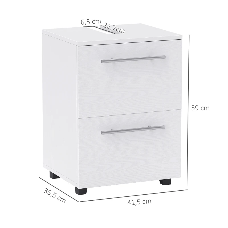 HOMCOM Szafka łazienkowa pod umywalkę z szufladą, Kompaktowa, Płyta wiórowa, Biała