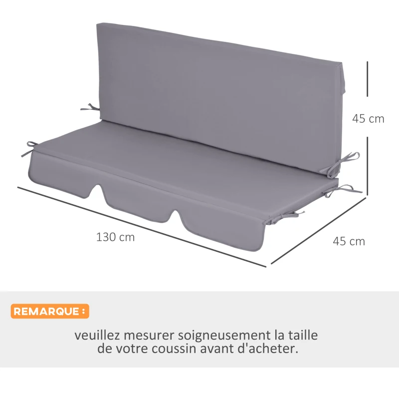 Outsunny Coussins pour balancelle de jardin, coussins pour balancelle 3 places, 2 pièces,130 x 45 x 5 cm, gris foncé