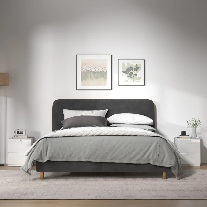 HOMCOM High Gloss Bedside Table Set of 2 - White