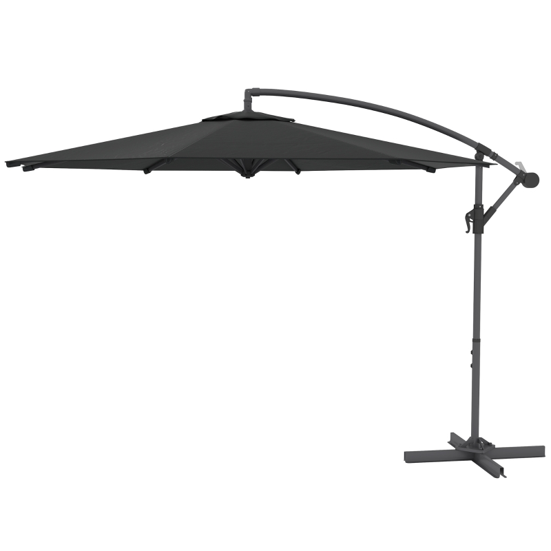 Outsunny Parasol déporté octogonal rabattable diamètre 3 m parasol de jardin avec pied en croix noir