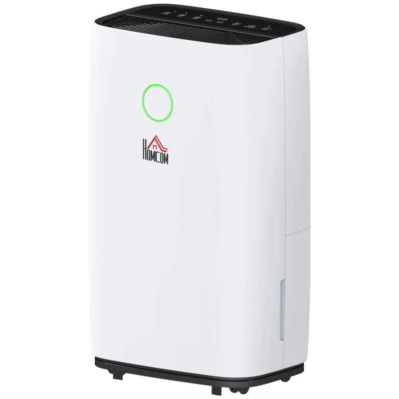 HOMCOM 20L/Day Portable Dehumidifier for Home, with LED Screen, Sleep Mode, 24H Timer, 4L Water Tank, Electric Air Dehumidifier for Damp Laundry Bedroom Basement