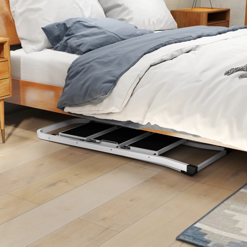 HOMCOM Escalera Plegable de 3 Peldaños 71x46,5x105,3 cm con Superficie Antideslizante Asa de Transporte y Carga Máxima 150 kg