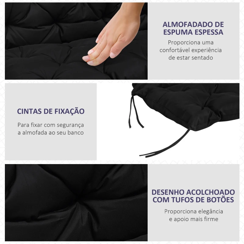 Outsunny Almofada para Banco com Encosto 100x98x8 cm Almofada de Banco de 3 Lugares com 6 Cordões de Fixação para Jardim
