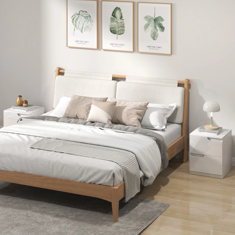 HOMCOM High Gloss Bedside Table Set of 2 - White