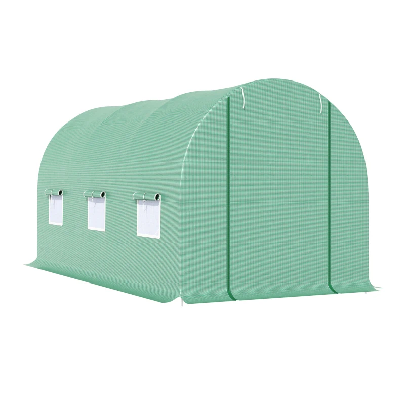 Outsunny 4.5 x 2 x 2m Polytunnel Greenhouse Outdoor Portable Walk-In Greenhouse with Windows
