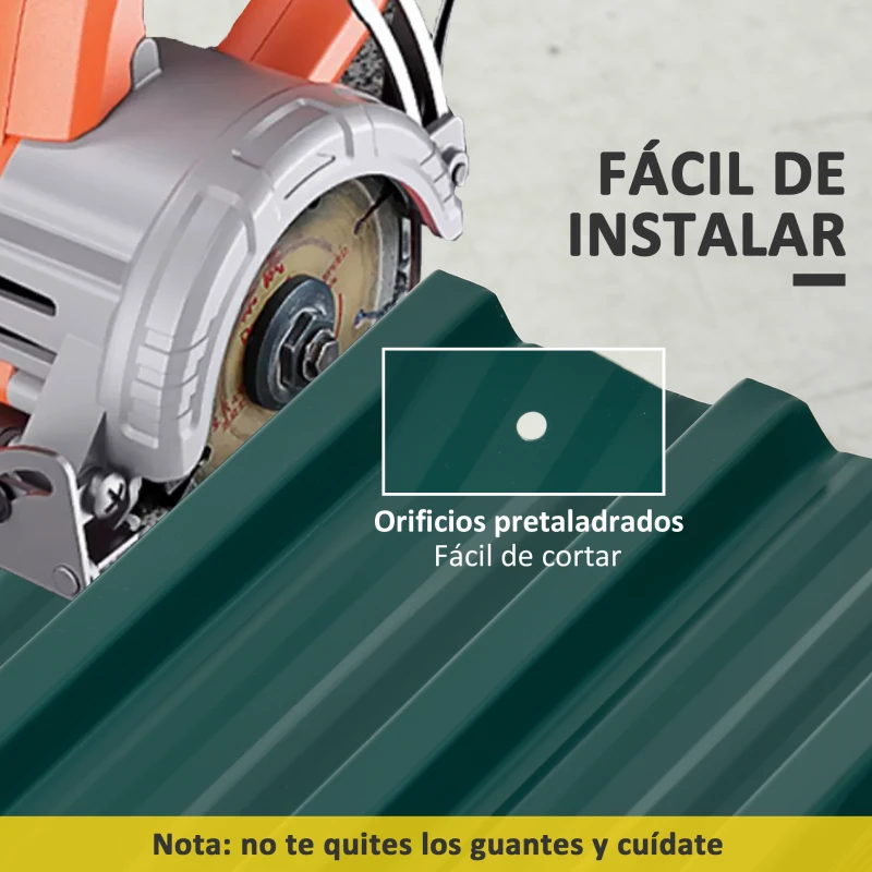 Outsunny Juego de 12 Paneles para Tejado de Acero Galvanizado 7m² para Caseta de Herramientas Cobertizo 129x45cm Verde