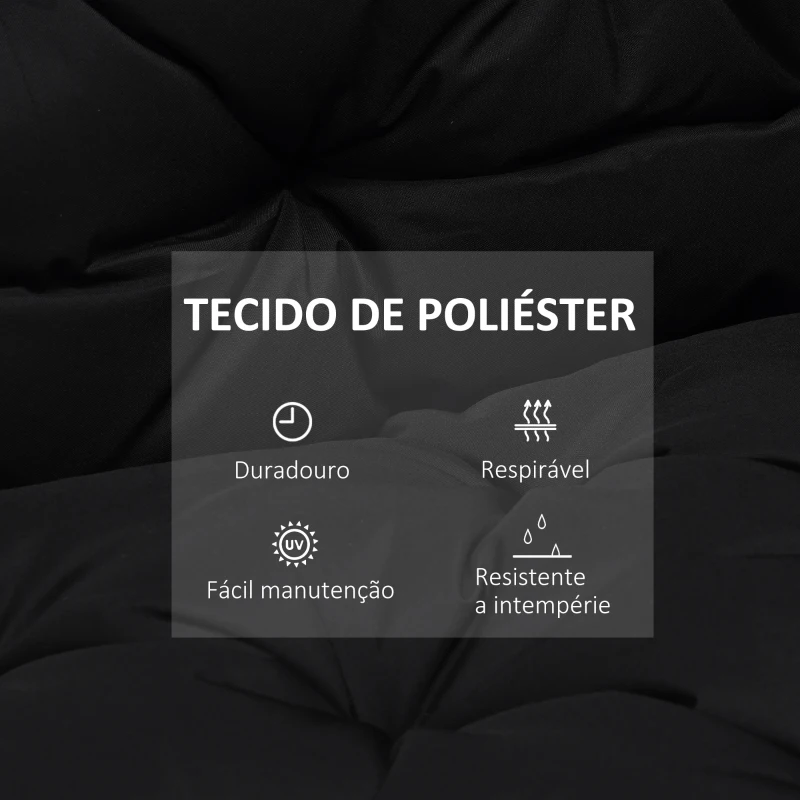 Outsunny Almofada para Banco com Encosto 100x98x8 cm Almofada de Banco de 3 Lugares com 6 Cordões de Fixação para Jardim