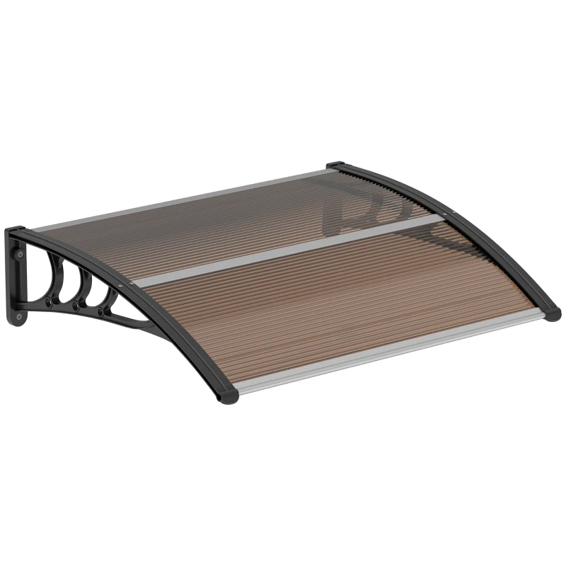 Outsunny 0.8 x 1 m Window Awning Door Canopy Modern Polycarbonate Cover Outdoor Rain Snow Sunlight Protection Hollow Sheet Brown(m-11)