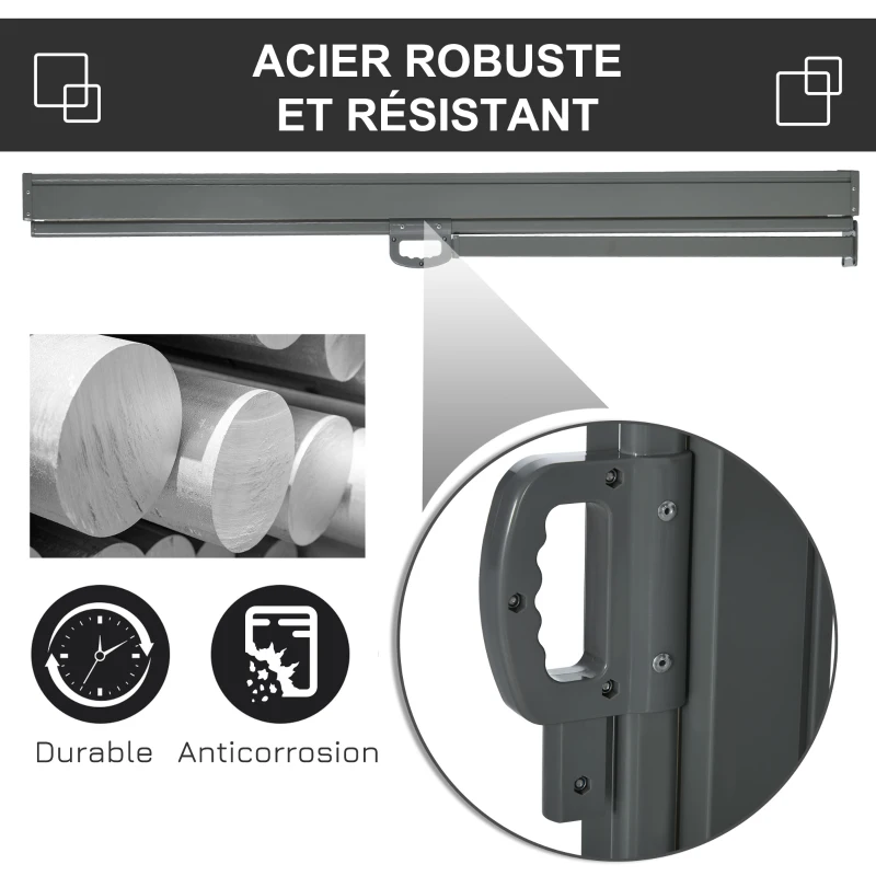 Outsunny Store latéral brise-vue paravent rétractable 3 x 1,6 m métal polyester imperméable anti-UV haute densité 180 g/m² noir