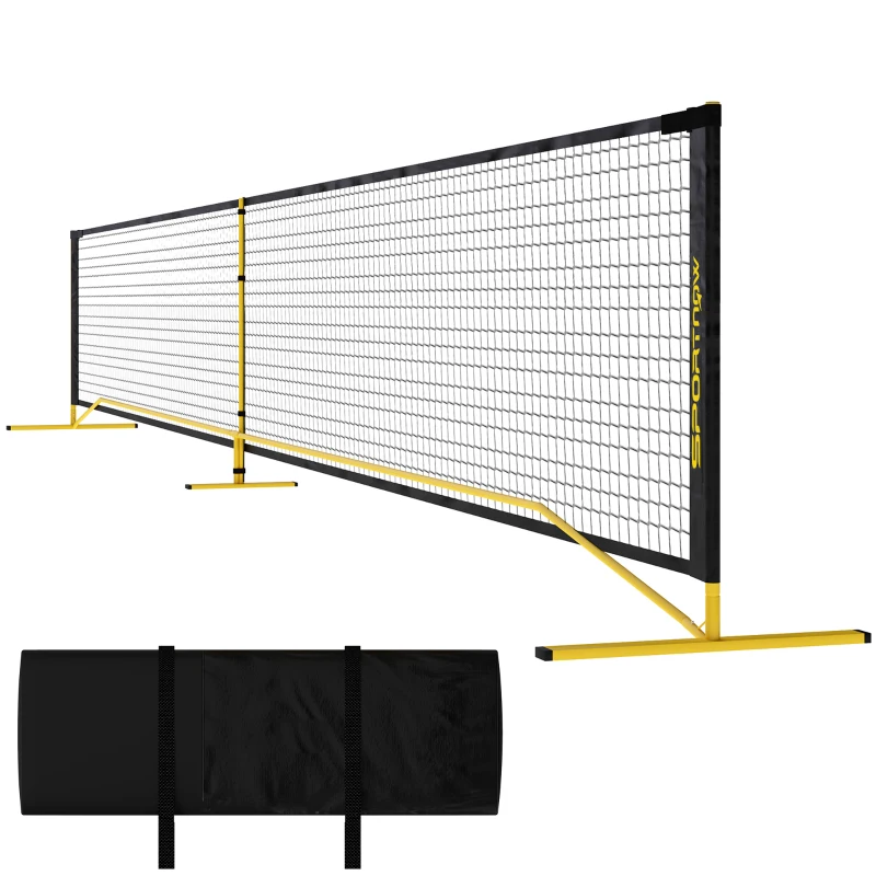SPORTNOW Pickleball-net, draagbaar, met metalen frame en stoffen net, inclusief draagtas, Geel