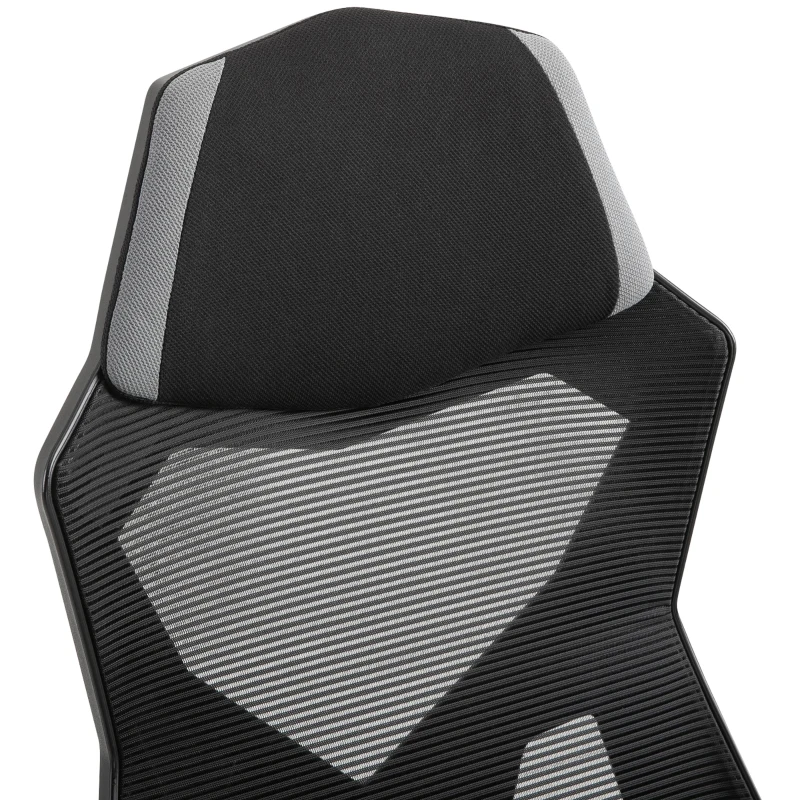 Vinsetto Chaise de bureau fauteuil gaming hauteur réglable dossier roulettes pivotantes repose-pied tissu en maille 58L x 63l x 112-122H cm gris noir