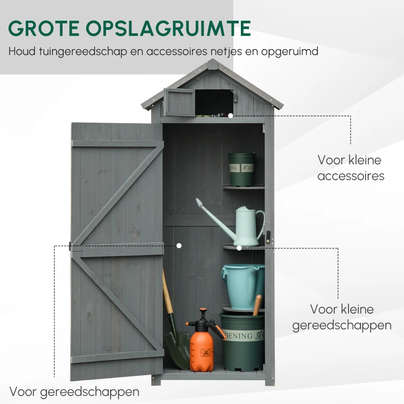Outsunny Waterdichte Tuinkast 77 cm voor Tuin Gereedschap met Planken, Terracotta