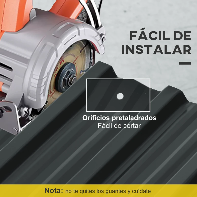 Outsunny Juego de 12 Paneles para Tejado de Acero Galvanizado 7m² para Caseta de Herramientas Cobertizo 129x45cm Gris Oscuro