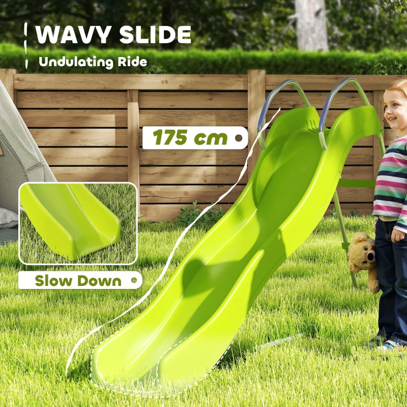 AIYAPLAY Freestanding Kids Slide with Climbing Ladder, Outdoor Playground Equipment for Ages 3-8 Years, Green