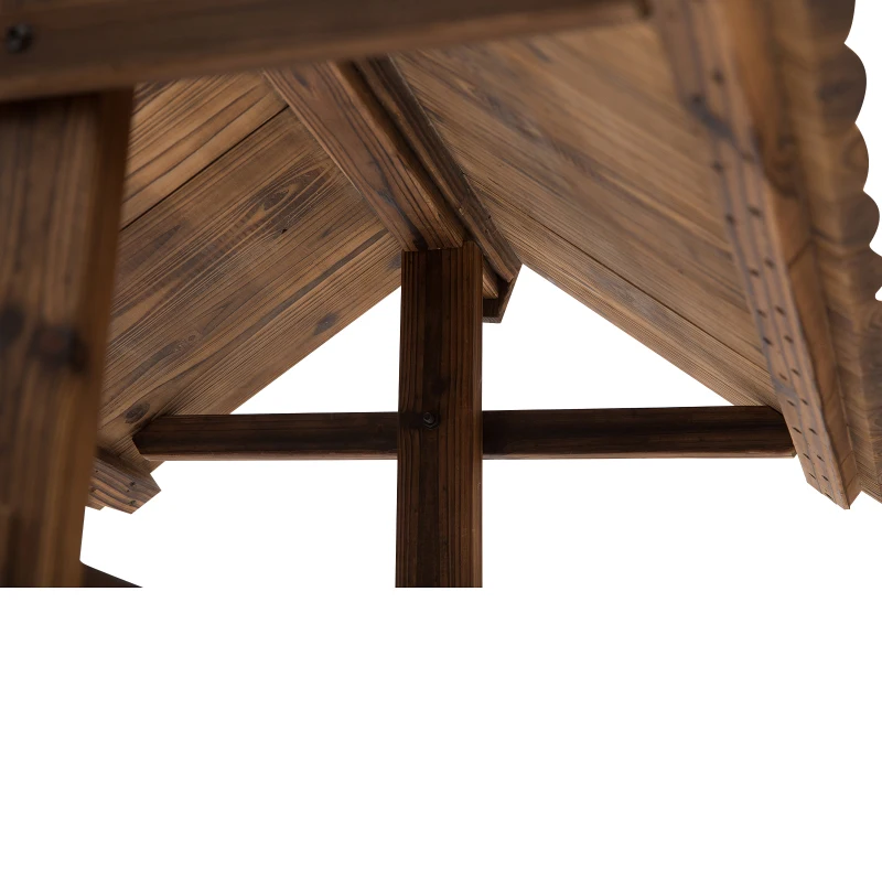 Outsunny Gartenbrunnen, Zierbrunnen, Springbrunnen, Wasserfall, Regulierbar, Massivholz, Braun, 68 x 57 x 118 cm