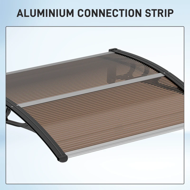 Outsunny 0.8 x 1 m Window Awning Door Canopy Modern Polycarbonate Cover Outdoor Rain Snow Sunlight Protection Hollow Sheet Brown(m-7)