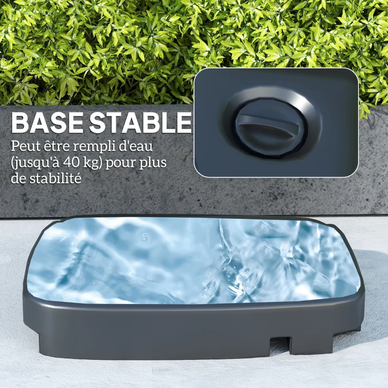 Outsunny Parasol déporté carré 2,5 x 2,5 m, parasol de jardin extérieur avec manivelle, 2 bases incluses, 8 baleines, gris foncé