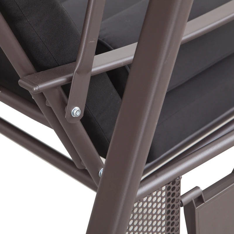 Outsunny Hollywoodschaukel für 3 Personen, neigbares Dach, Metallrahmen, braun+schwarz, 116 x 206 x 183cm