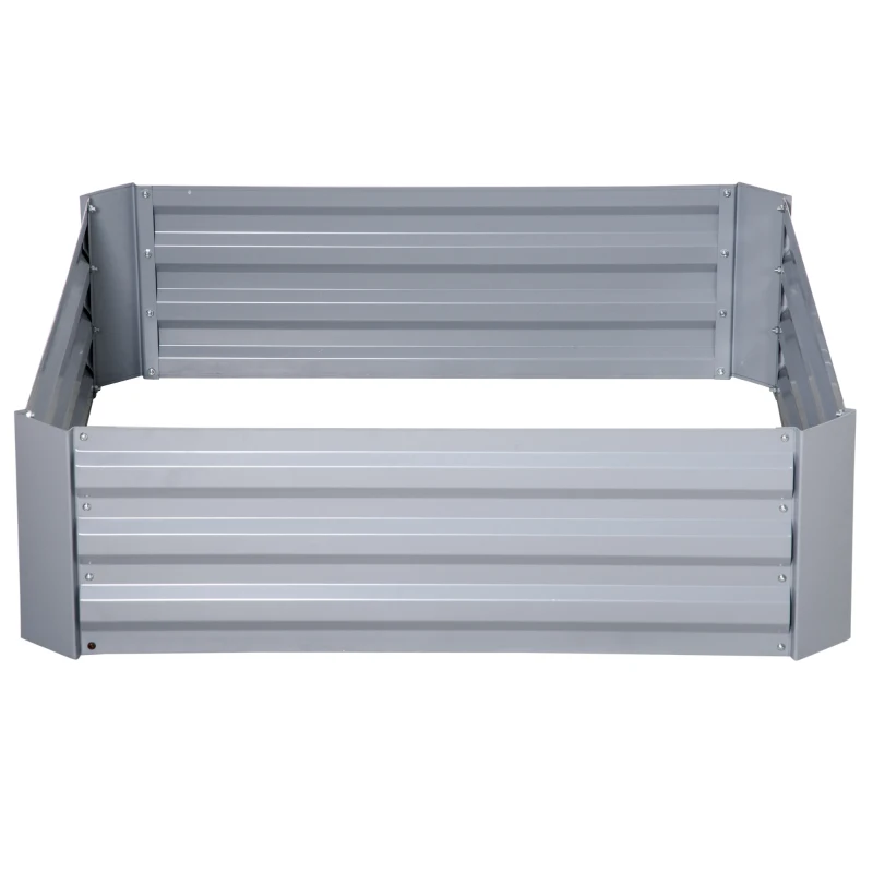 Outsunny Pflanzkasten, 2er-Set, Blumenkasten, offener Boden, Stahlrahmen, grau, (2 x) 100 x 100 x 30 cm