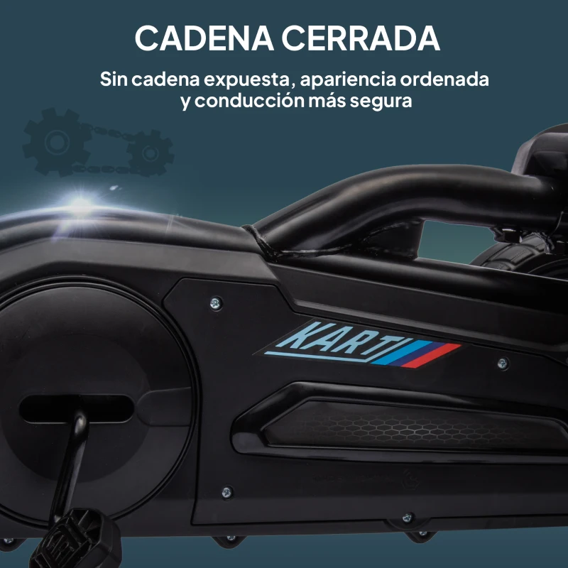 HOMCOM Kart a Pedales para Niños 3-8 Años con Asiento Regulable en 4 Posiciones y Ruedas de EVA 100x58x58,5 cm Negro