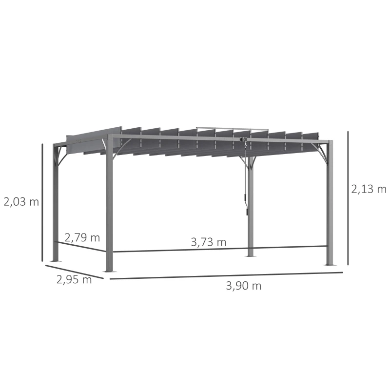 Outsunny Pergola 4 x 3 m bioklimatische Pergola mit verstellbaren Lamellen zeitgemäßes Design UV 50+ Aluminium - grau