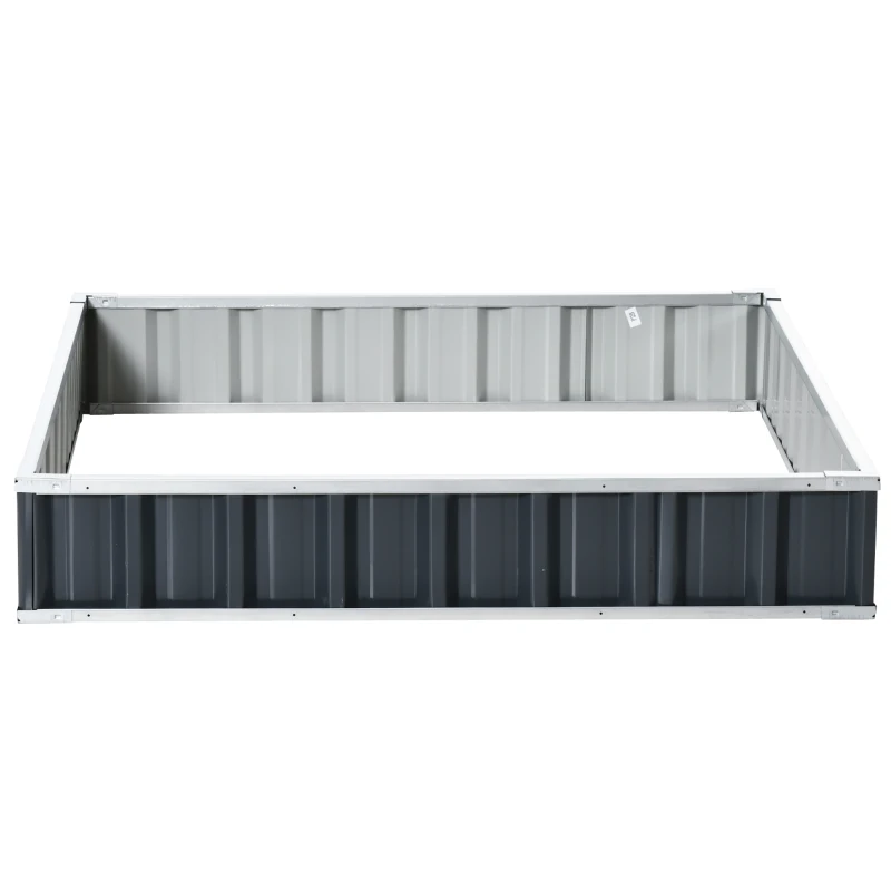 Outsunny Hochbeet aus Stahl 3-stufige Gartenbeet mit T-Form-Pflanzenschilder Handschuhe Pflanzenbeet Kräuterbeet Blumentreppe für Balkon Garten Dunkelgrau 118 x 118 x 62 cm