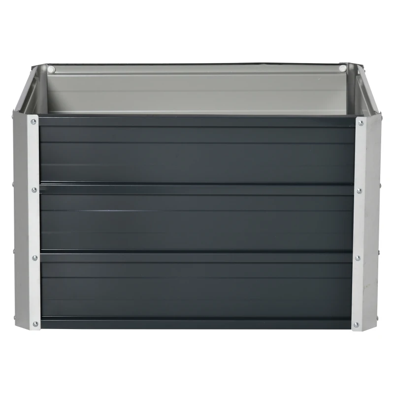 Outsunny Hochbeet aus Stahl Gartenbeet Pflanzkasten Blumenkasten Blumenkübel mit Handschuhe Dunkelgrau 66 x 47 x 40 cm