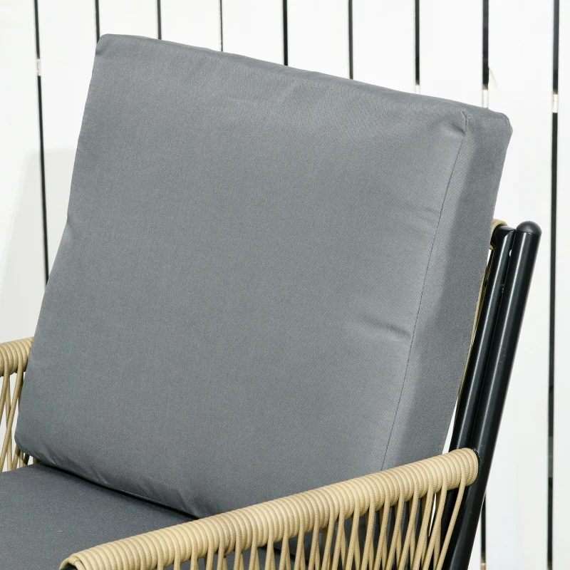 Outsunny Modulares Gartenmöbelset aus Polyrattan für 4 Personen, 5-teilig mit 1 2-Sitzer-Sofa, 2 Sesseln und 2 runden Kaffeetischen sand