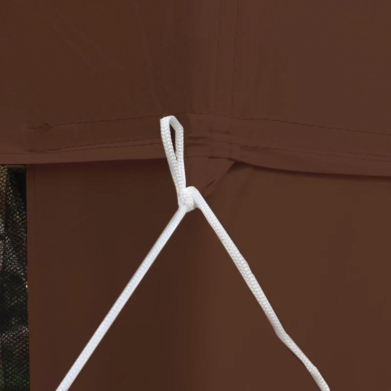 Outsunny Gartenpavillon 3L x 3B m mit 4 abnehmbaren Moskitonetzen - Doppeltes Dach - Braun