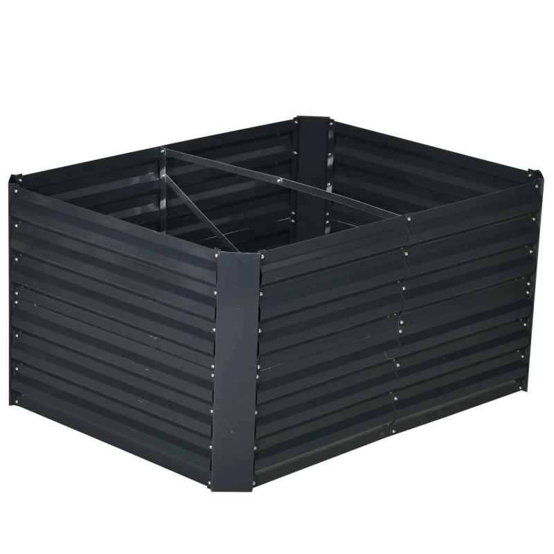 Outsunny Hochbeet, Pflanzkasten mit erweiterbarem Stützgitter, Stahl, dunkelgrau, 120 x 90 x 59 cm