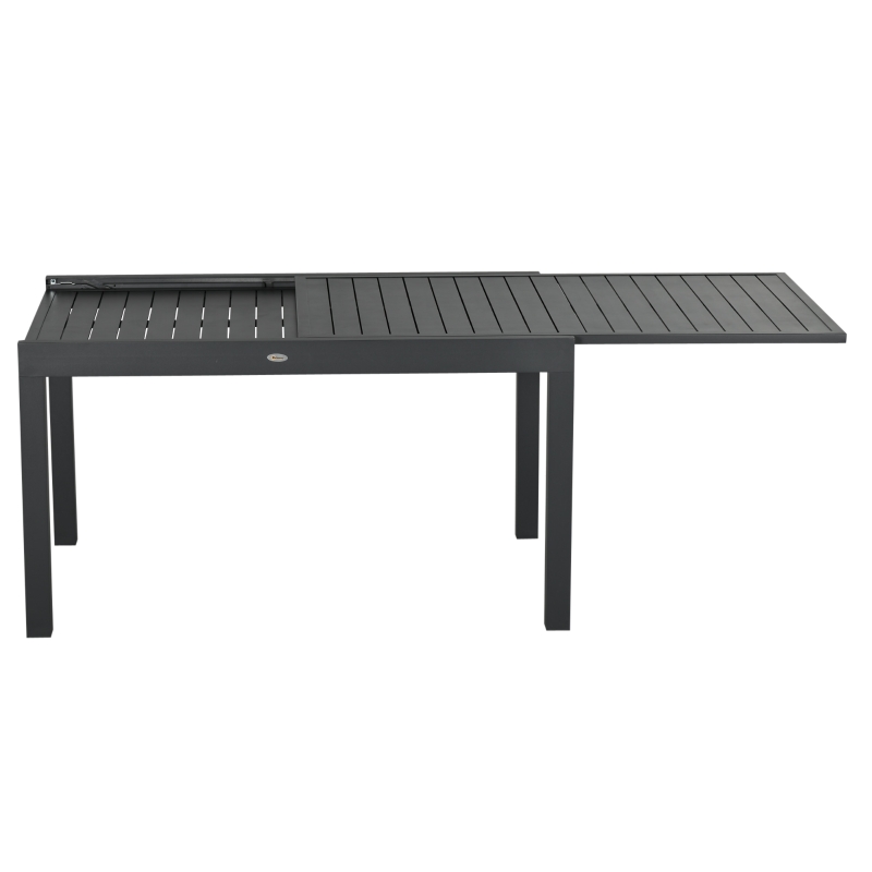 Outsunny Gartenmöbel-Set ausziehbarer Tisch 135-270 cm aus Aluminium und Textilene 6-10 Personen 8 stapelbare Stühle Grau