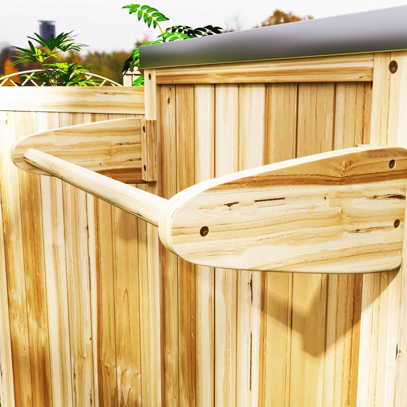 Outsunny Îlot de cuisine extérieur, Chariot de grill avec armoire et étagères, Chariot de cuisine en bois et acier inoxydable, avec roulettes, Bois naturel