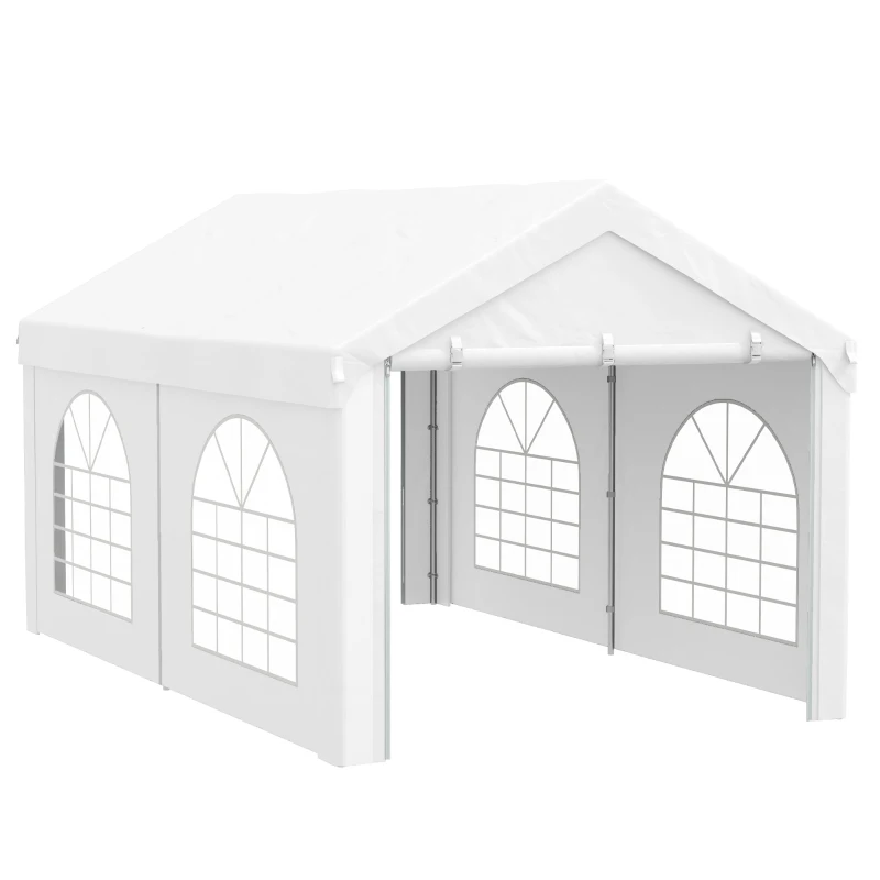 Outsunny Empfangszelt, Pavillon, Zeltbarnum 5 x 3 m mit 4 großen Fenstern 2 Türen 15m²