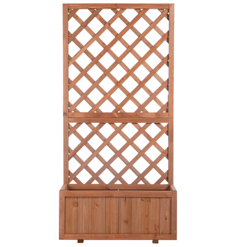 Outsunny Hochbeet Pflanzenkasten mit Rankgitter, Spalier Pflanzkübel, Blumenkasten Holz, 72,5x31,5x149,5cm für Garten Balkon Terasse, Blumenkübel für Kletterpflanzen, Blumen, Orange