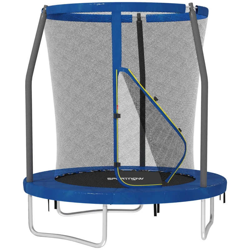 SPORTNOW Kindertrampolin, Gartentrampolin mit Sicherheitsnetz, Stahlkonstruktion Ø 183 x 200 cm, blau