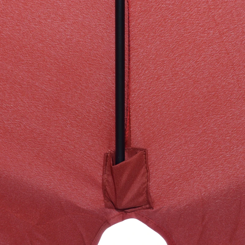 Outsunny 2.7m Patio Parasol Garden Umbrellas Outdoor Sun Shade Table Umbrella with Tilt, Crank, 8 Ribs, Ruffles, Wine Red