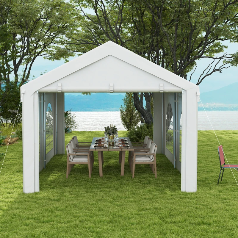 Outsunny Empfangszelt, Pavillon, Zeltbarnum 5 x 3 m mit 4 großen Fenstern 2 Türen 15m²